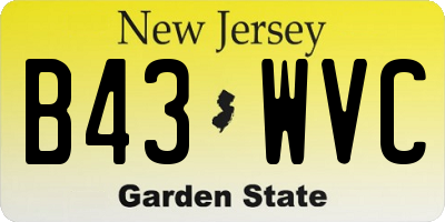 NJ license plate B43WVC