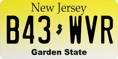 NJ license plate B43WVR