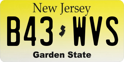 NJ license plate B43WVS