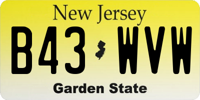 NJ license plate B43WVW