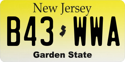 NJ license plate B43WWA