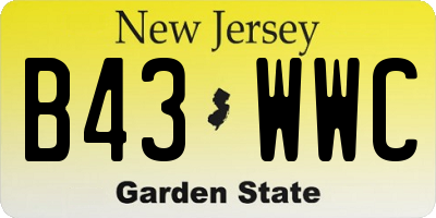 NJ license plate B43WWC