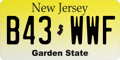 NJ license plate B43WWF