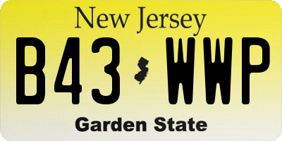 NJ license plate B43WWP