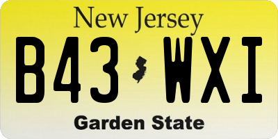 NJ license plate B43WXI