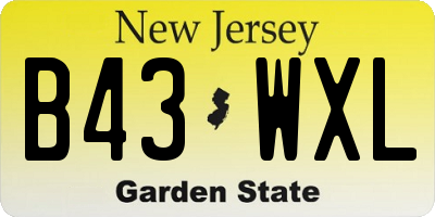 NJ license plate B43WXL