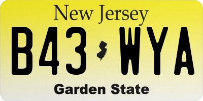 NJ license plate B43WYA