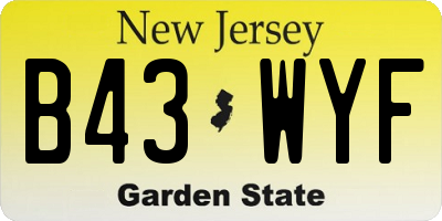 NJ license plate B43WYF