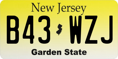 NJ license plate B43WZJ