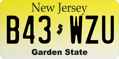 NJ license plate B43WZU