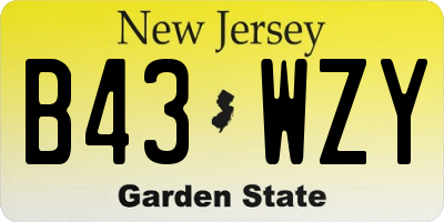 NJ license plate B43WZY