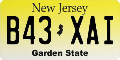 NJ license plate B43XAI