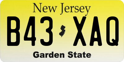 NJ license plate B43XAQ