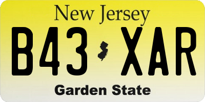 NJ license plate B43XAR