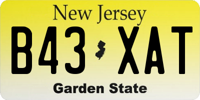 NJ license plate B43XAT