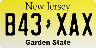 NJ license plate B43XAX