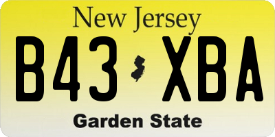 NJ license plate B43XBA