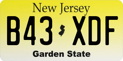 NJ license plate B43XDF