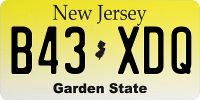 NJ license plate B43XDQ