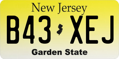 NJ license plate B43XEJ