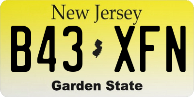 NJ license plate B43XFN