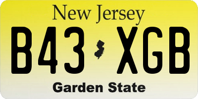 NJ license plate B43XGB