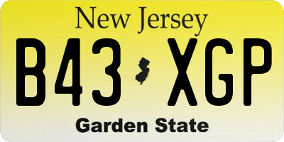 NJ license plate B43XGP