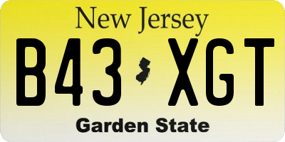NJ license plate B43XGT