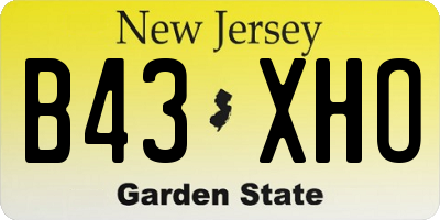 NJ license plate B43XHO