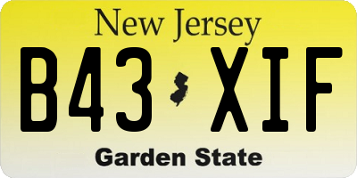 NJ license plate B43XIF