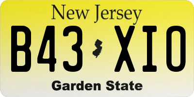 NJ license plate B43XIO