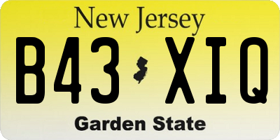 NJ license plate B43XIQ