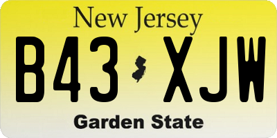 NJ license plate B43XJW