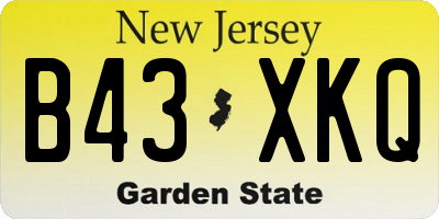 NJ license plate B43XKQ