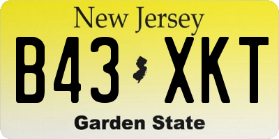 NJ license plate B43XKT