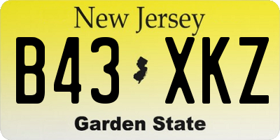 NJ license plate B43XKZ