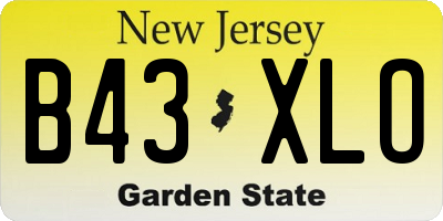 NJ license plate B43XLO