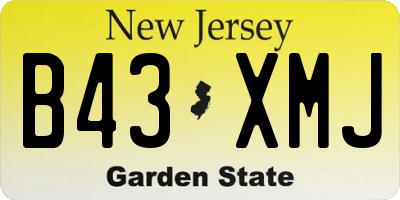 NJ license plate B43XMJ