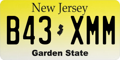 NJ license plate B43XMM