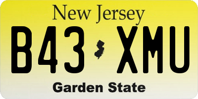 NJ license plate B43XMU