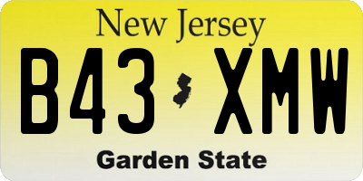 NJ license plate B43XMW