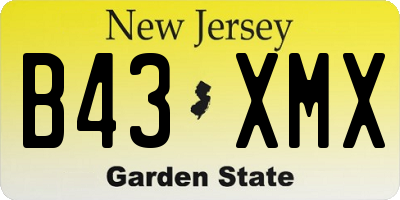 NJ license plate B43XMX