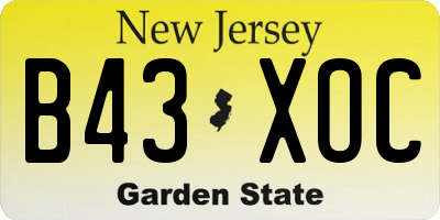 NJ license plate B43XOC