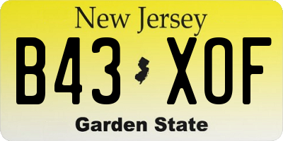 NJ license plate B43XOF