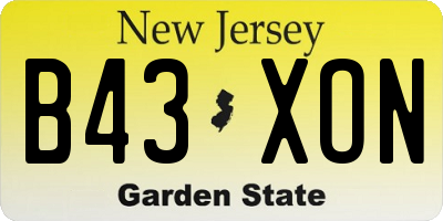 NJ license plate B43XON