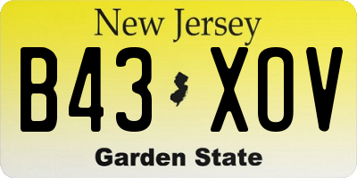 NJ license plate B43XOV