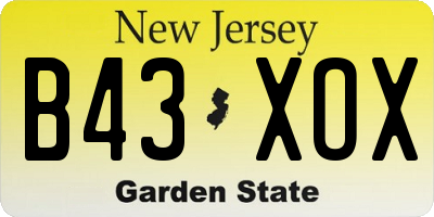 NJ license plate B43XOX