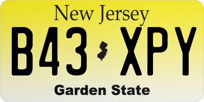 NJ license plate B43XPY
