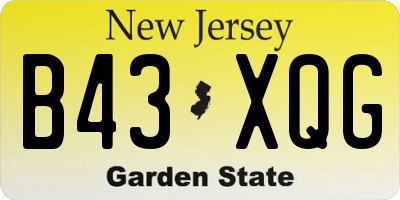 NJ license plate B43XQG