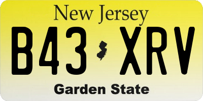NJ license plate B43XRV